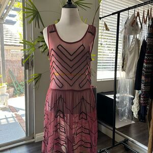 Free People Sheer Mesh Beaded Mini Embellished Slip Dress Size Medium - NWT